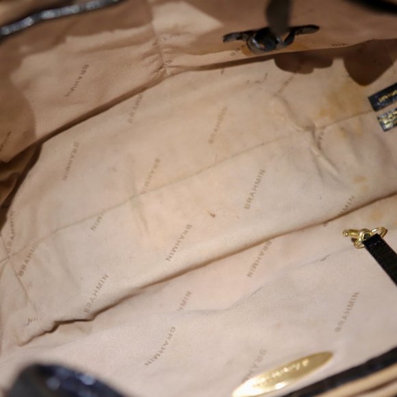 Authentic Brahmin Black\White Shoulder Bag Leather & Fur - Picture 8 of 12